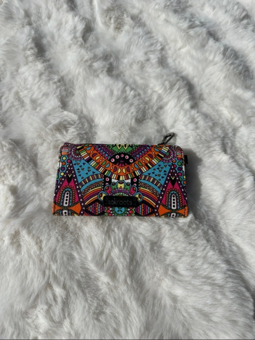 Sakroots Colorful Boho Zip Wallet in Turquoise, Pink & Orange
